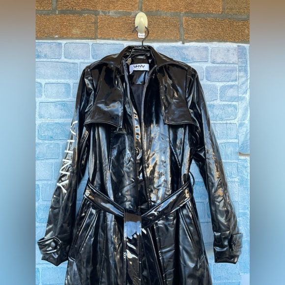 VIVIENNE HU VHNY VINYL TRENCH COAT IN BLACK SIZE 8 - Picture 2 of 16